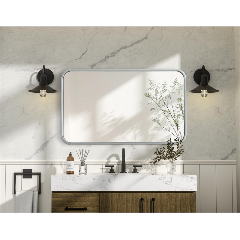 Elegant Decor Contour Metal Rectangle Mirror 18X30