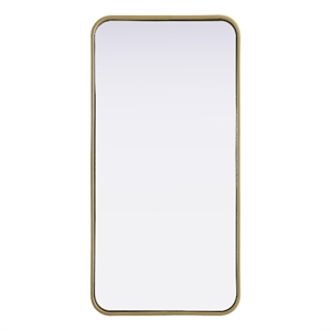 Elegant Decor Contour Metal Rectangle Mirror 18X36&quot Brass
