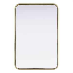 Elegant Decor Contour Metal Rectangle Mirror 20X30&quot Brass