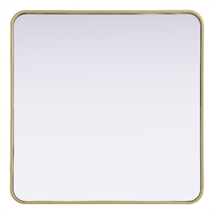 Elegant Decor Contour Metal Square Mirror 30X30&quot Brass