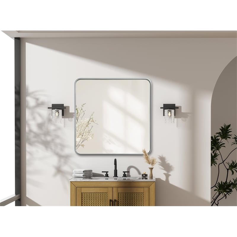 Elegant Decor Contour Metal Square Mirror 30X30