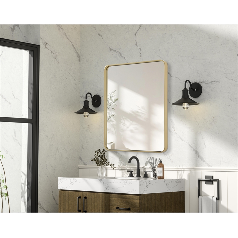 Elegant Decor Contour Metal Rectangle Mirror 30X36
