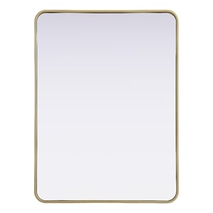Elegant Decor Contour Metal Rectangle Mirror 30X40&quot Brass