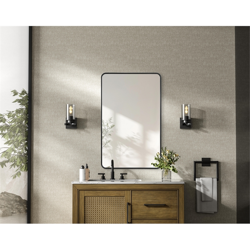 Elegant Decor Contour Metal Rectangle Mirror 30X48 In Black