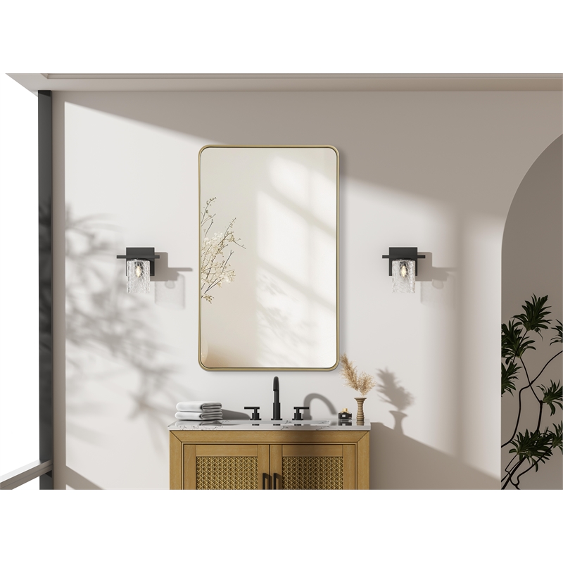 Elegant Decor Contour Metal Rectangle Mirror 30X48 In Brass