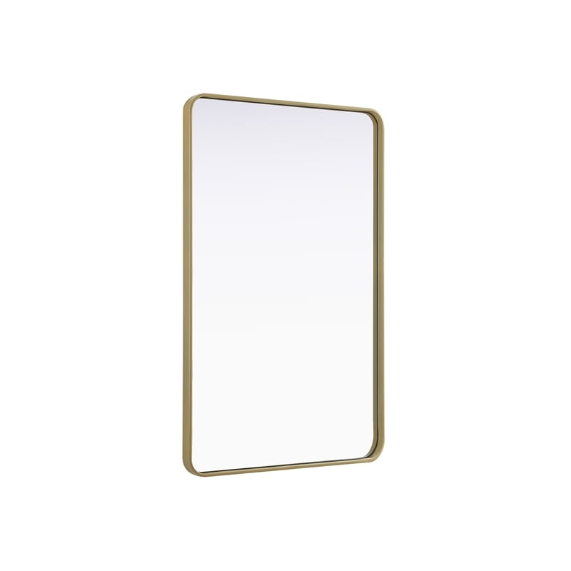Elegant Decor Contour Metal Rectangle Mirror 30X48 In Brass