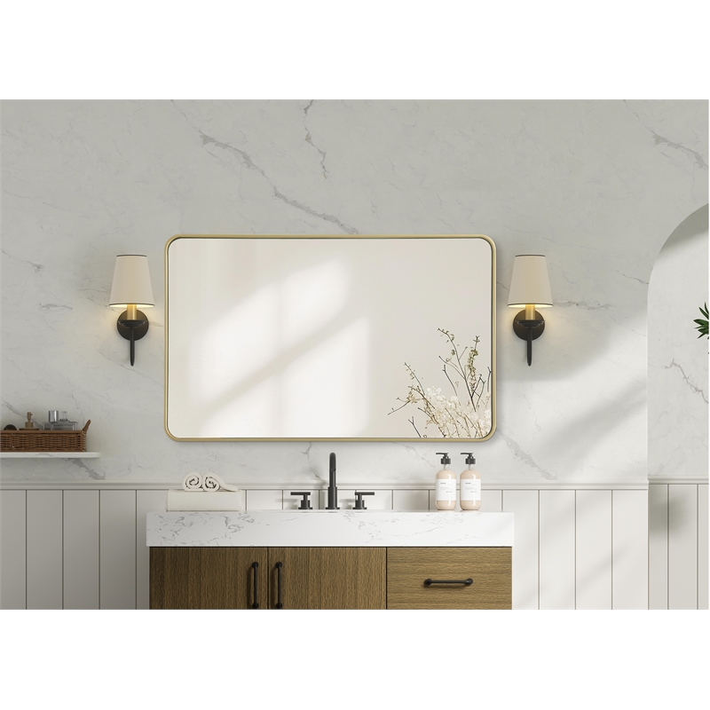 Elegant Decor Contour Metal Rectangle Mirror 30X48 In Brass