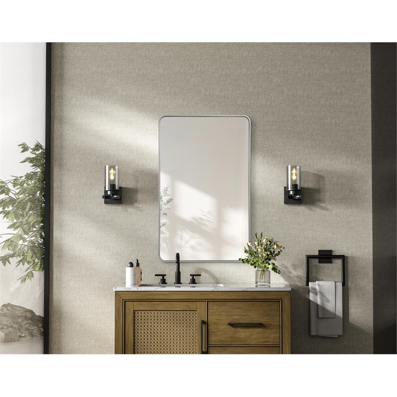 Elegant Decor Contour Metal Rectangle Mirror 30X48 In Silver