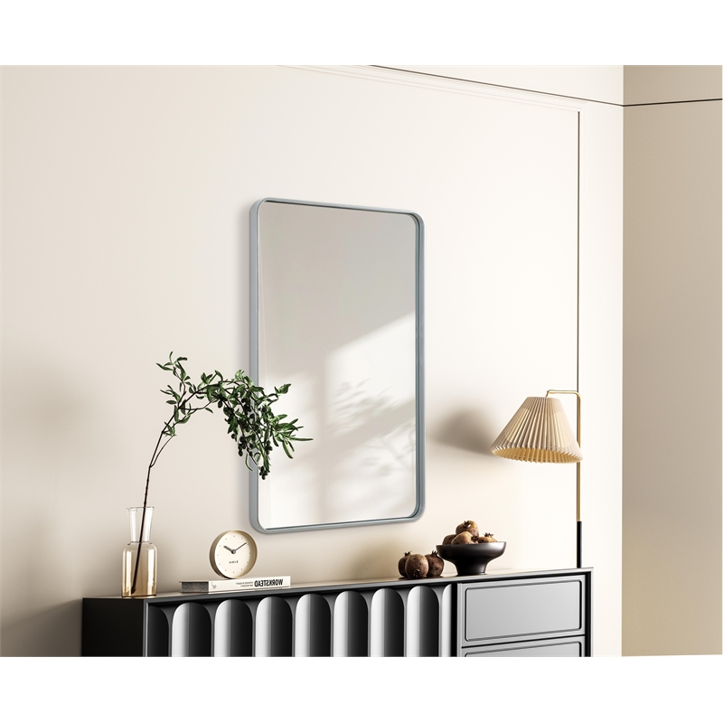 Elegant Decor Contour Metal Rectangle Mirror 30X48 In Silver