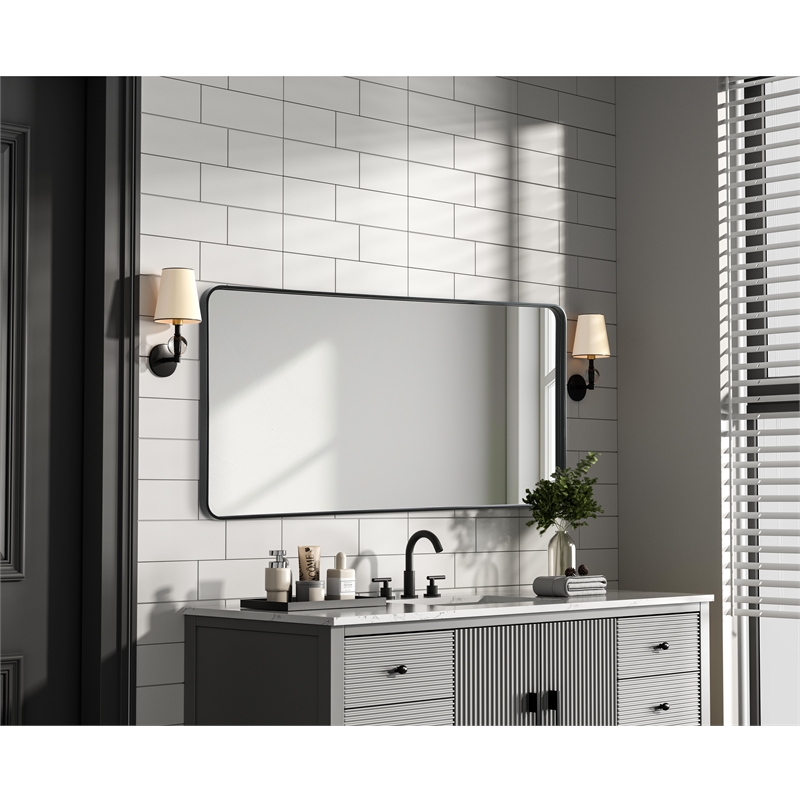 Elegant Decor Contour Metal Rectangle Mirror 30X60