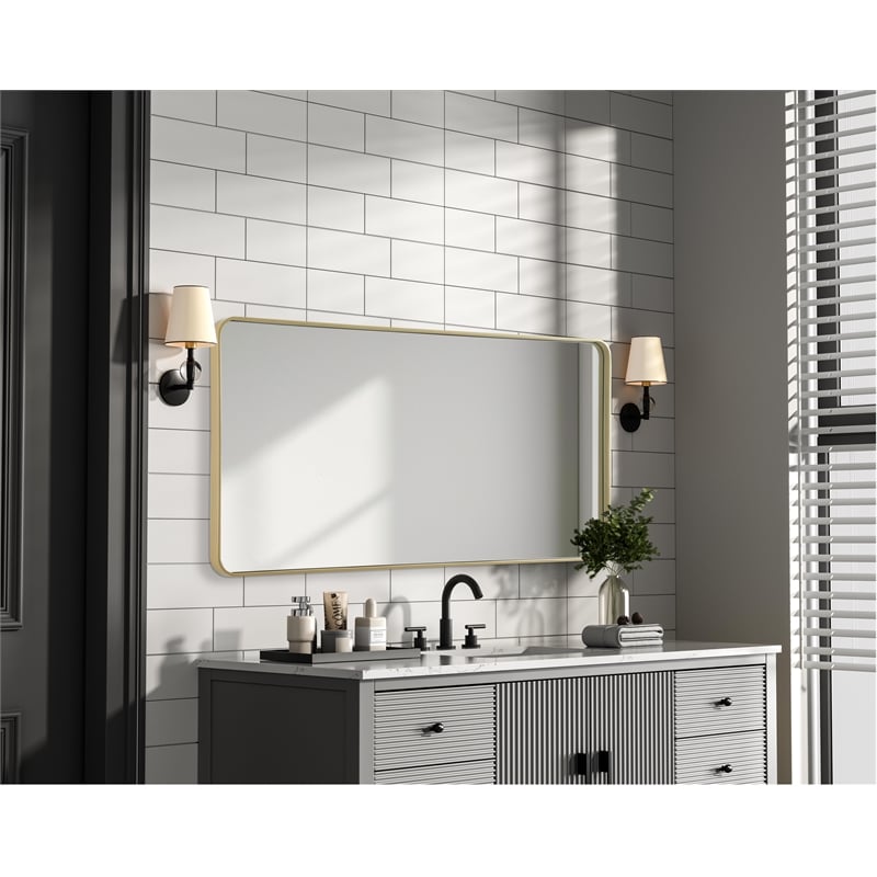 Elegant Decor Contour Metal Rectangle Mirror 30X60