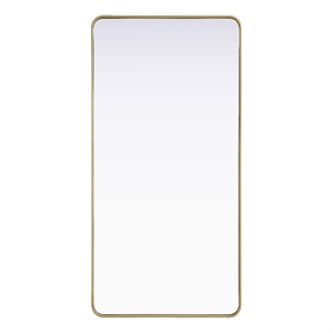 Elegant Decor Contour Metal Rectangle Mirror 30X60&quot Brass