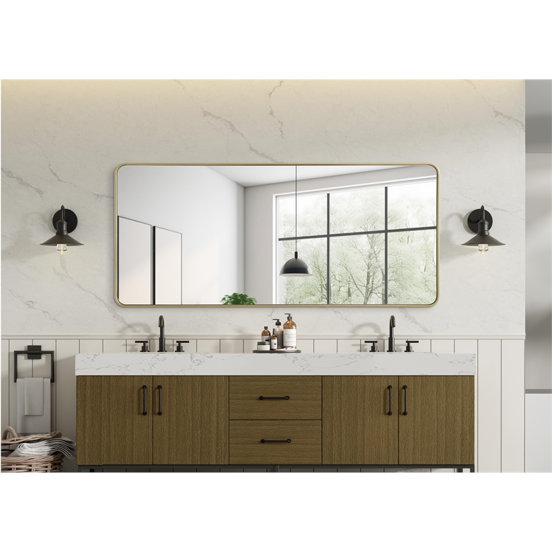 Elegant Decor Contour Metal Rectangle Mirror 32X72 In Brass