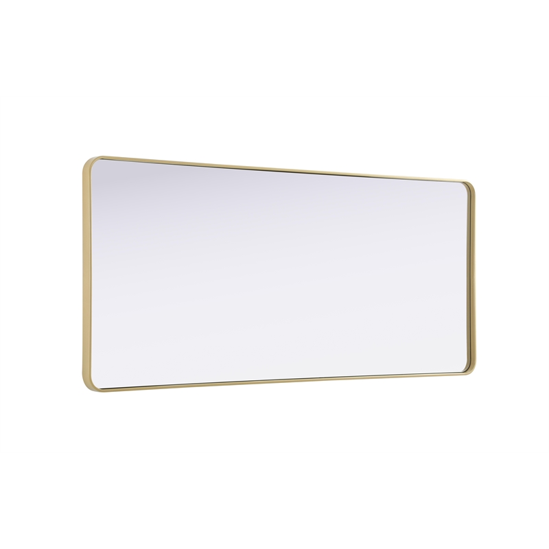 Elegant Decor Contour Metal Rectangle Mirror 32X72 In Brass