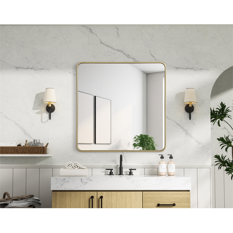 Elegant Decor Contour Metal Rectangle Mirror 36X36
