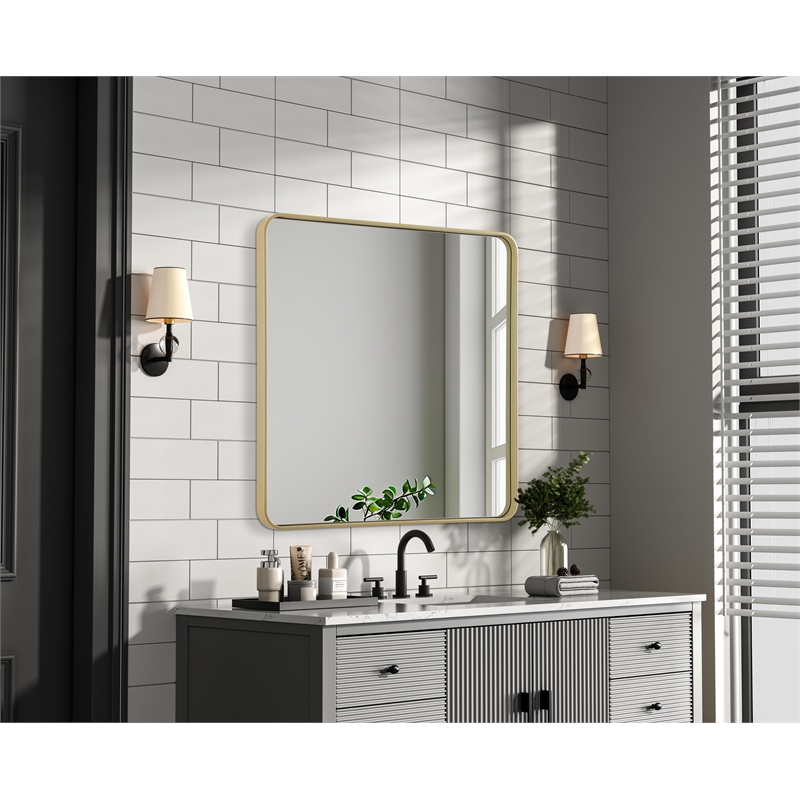 Elegant Decor Contour Metal Rectangle Mirror 36X36