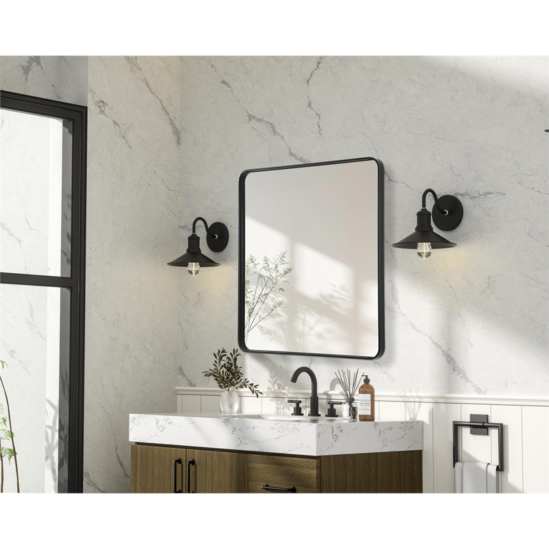 Elegant Decor Contour Metal Rectangle Mirror 36X40