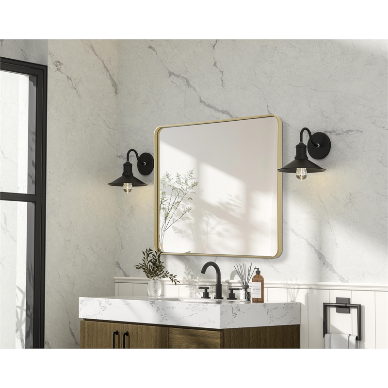 Elegant Decor Contour Metal Rectangle Mirror 36X40