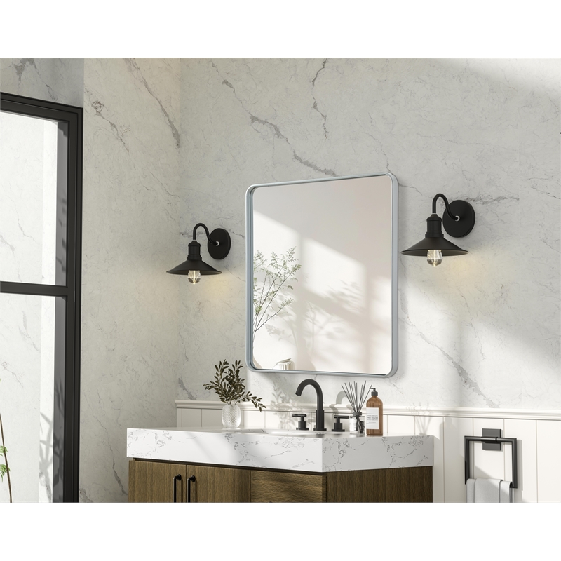 Elegant Decor Contour Metal Rectangle Mirror 36X40
