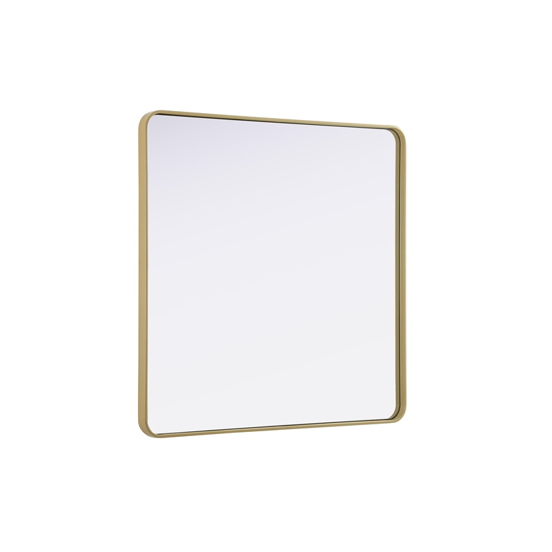 Elegant Decor Contour Metal Square Mirror 42X42 In Brass