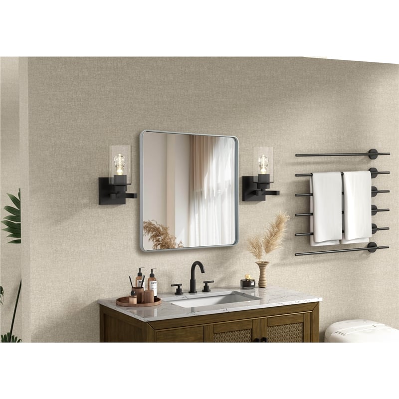 Elegant Decor Contour Metal Square Mirror 42X42 In Silver