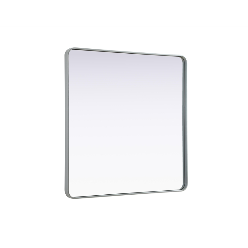 Elegant Decor Contour Metal Square Mirror 42X42 In Silver
