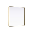 Elegant Decor Contour Metal Square Mirror 48X48 In Brass