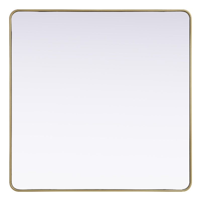 Elegant Decor Contour Metal Square Mirror 48X48 In Brass