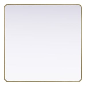 Elegant Decor Contour Metal Square Mirror 48X48 In Brass