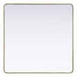 Elegant Decor Contour Metal Square Mirror 48X48 In Brass