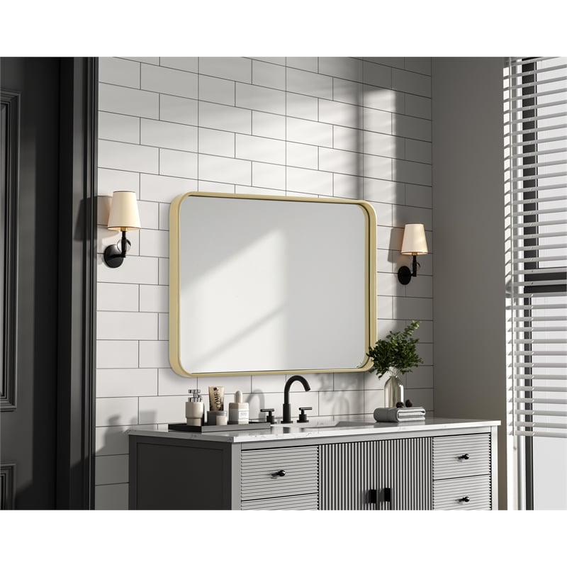 Elegant Decor Contour Metal Rectangle Mirror 22X30