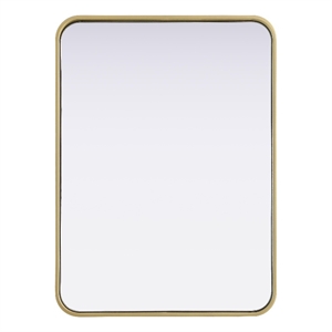 Elegant Decor Contour Metal Rectangle Mirror 22X30&quot Brass