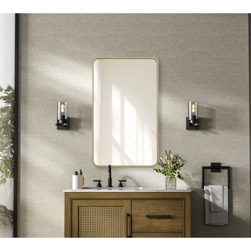 Elegant Decor Contour Metal Rectangle Mirror 24X40