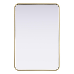 Elegant Decor Contour Metal Rectangle Mirror 27X40&quot Brass