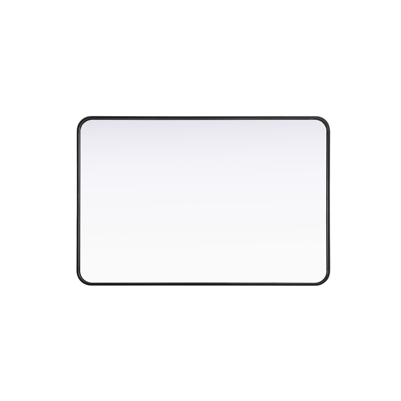 Elegant Decor Contour Metal Rectangle Mirror 28X42 In Black