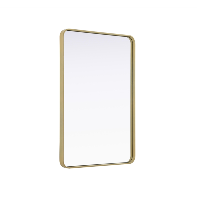 Elegant Decor Contour Metal Rectangle Mirror 28X42 In Brass