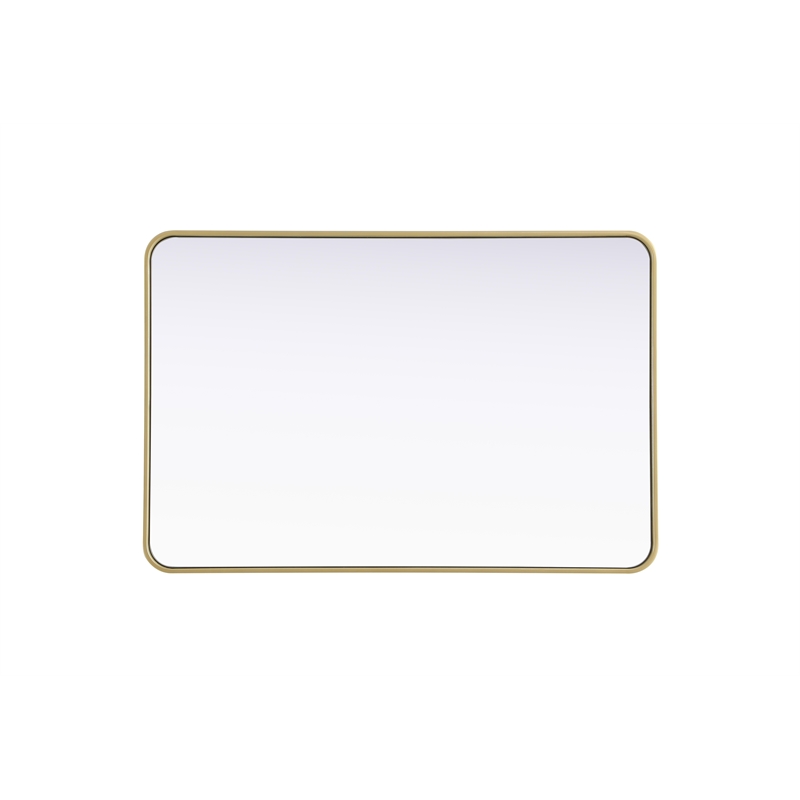 Elegant Decor Contour Metal Rectangle Mirror 28X42 In Brass