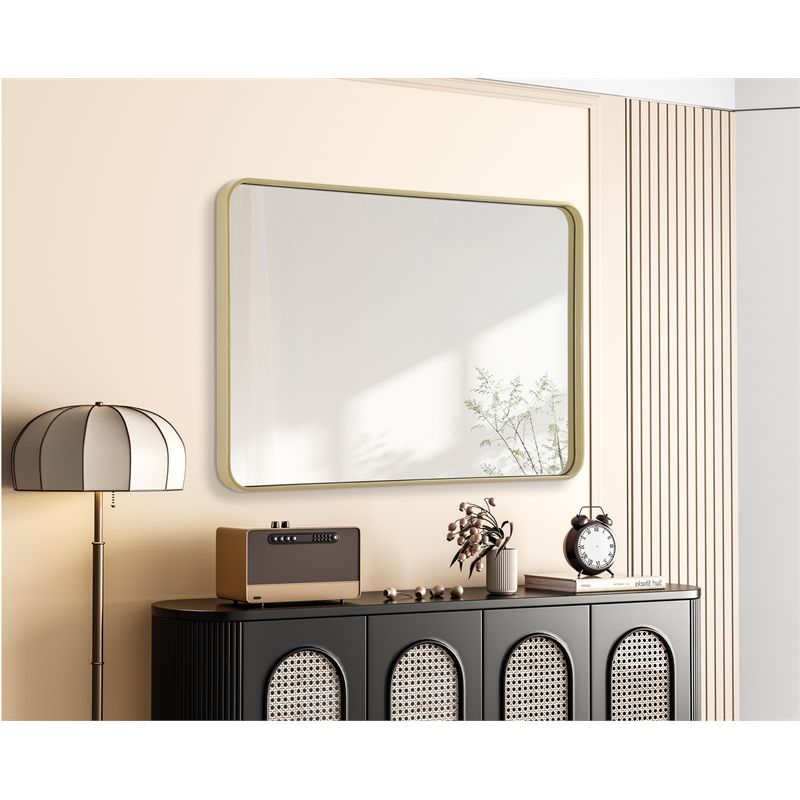Elegant Decor Contour Metal Rectangle Mirror 28X42 In Brass