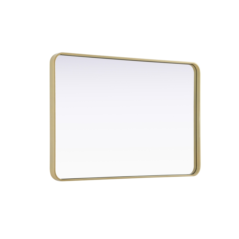 Elegant Decor Contour Metal Rectangle Mirror 28X42 In Brass