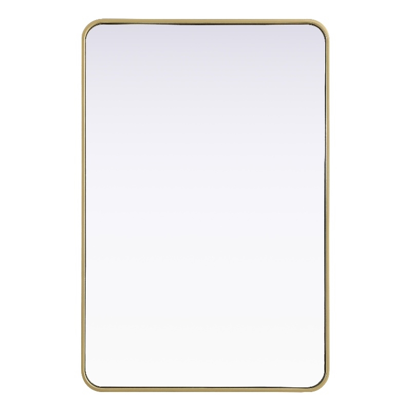 Elegant Decor Contour Metal Rectangle Mirror 28X42 In Brass