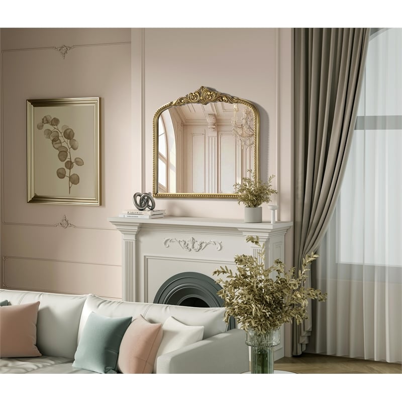 Elegant Decor Naomi Vintage Resin Mirror 33X30 in Antique Brass