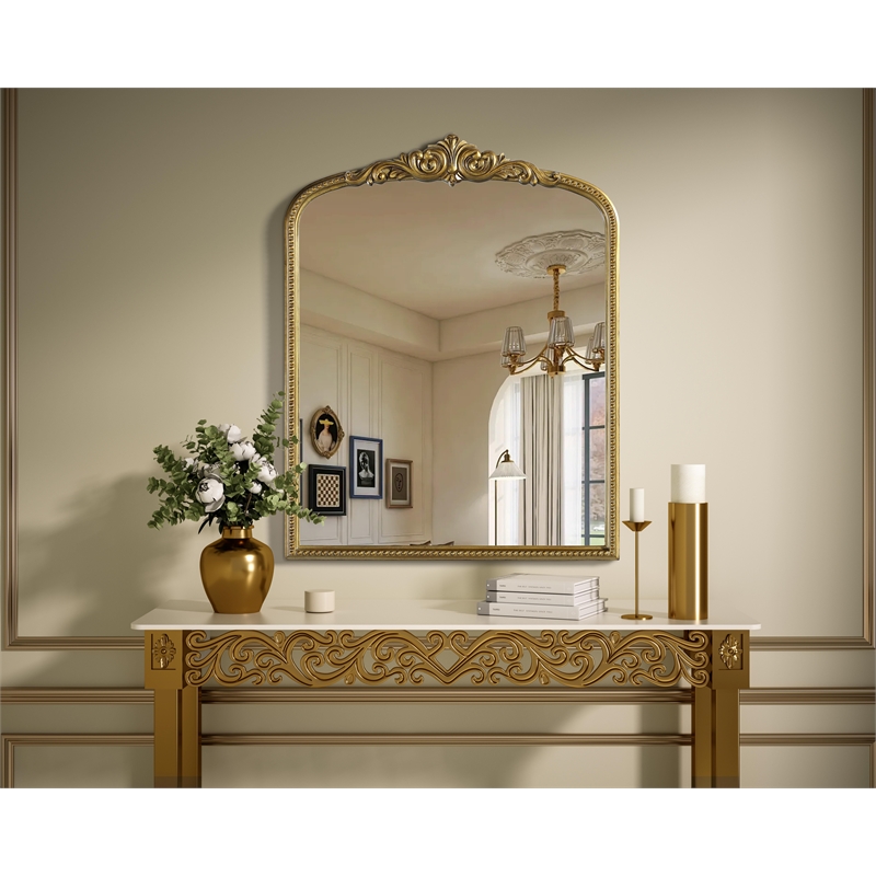 Elegant Decor Naomi Vintage Resin Mirror 33X42 in Antique Brass