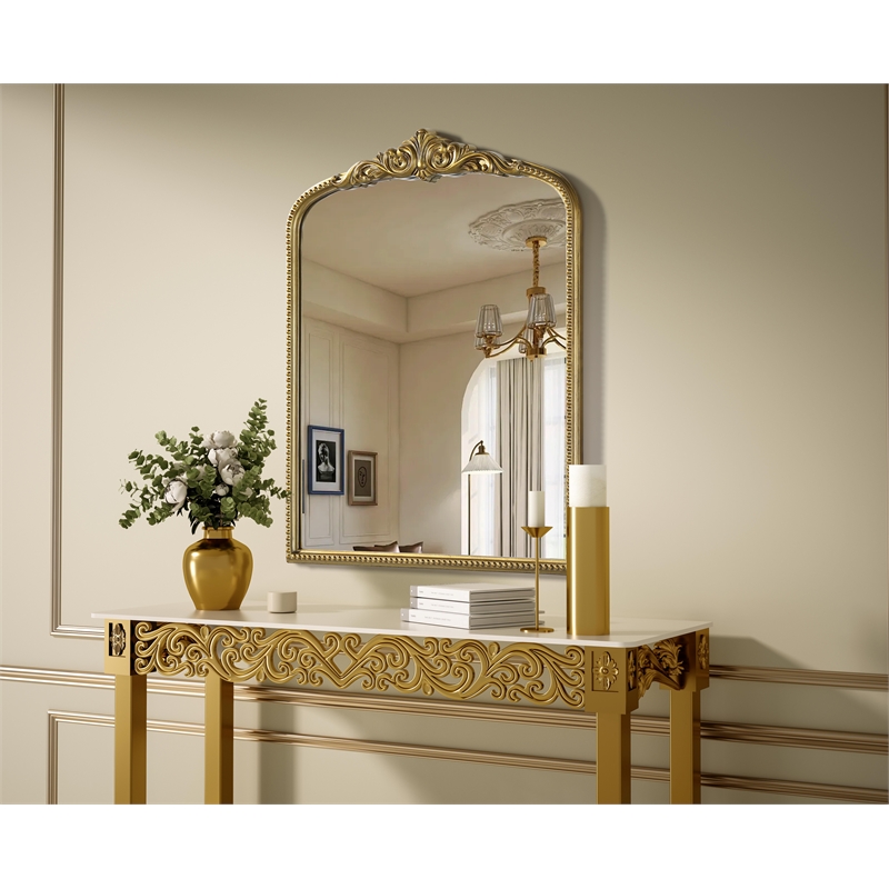 Elegant Decor Naomi Vintage Resin Mirror 33X42 in Antique Brass