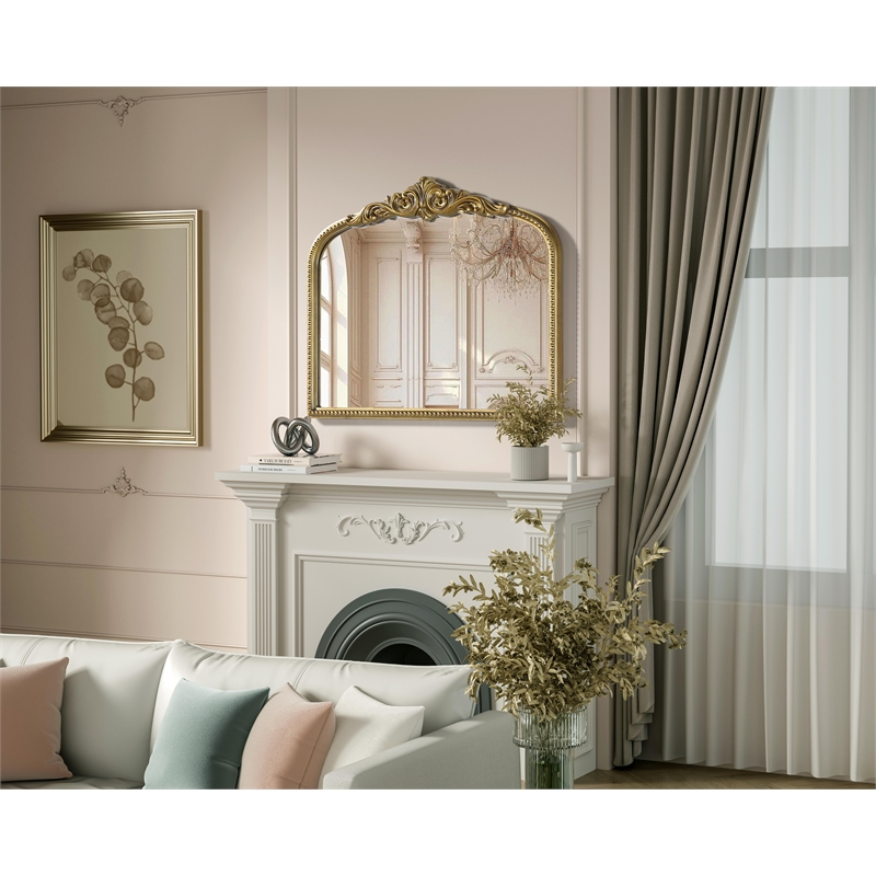 Elegant Decor Naomi Vintage Resin Mirror 36X30 in Antique Brass