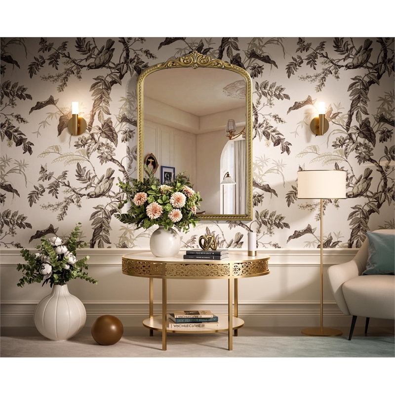 Elegant Decor Naomi Vintage Resin Mirror 24X36 in Antique Brass