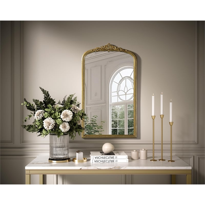 Elegant Decor Naomi Vintage Resin Mirror 24X42 in Antique Brass