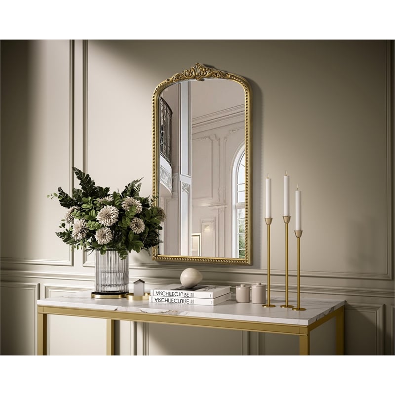 Elegant Decor Naomi Vintage Resin Mirror 24X42 in Antique Brass
