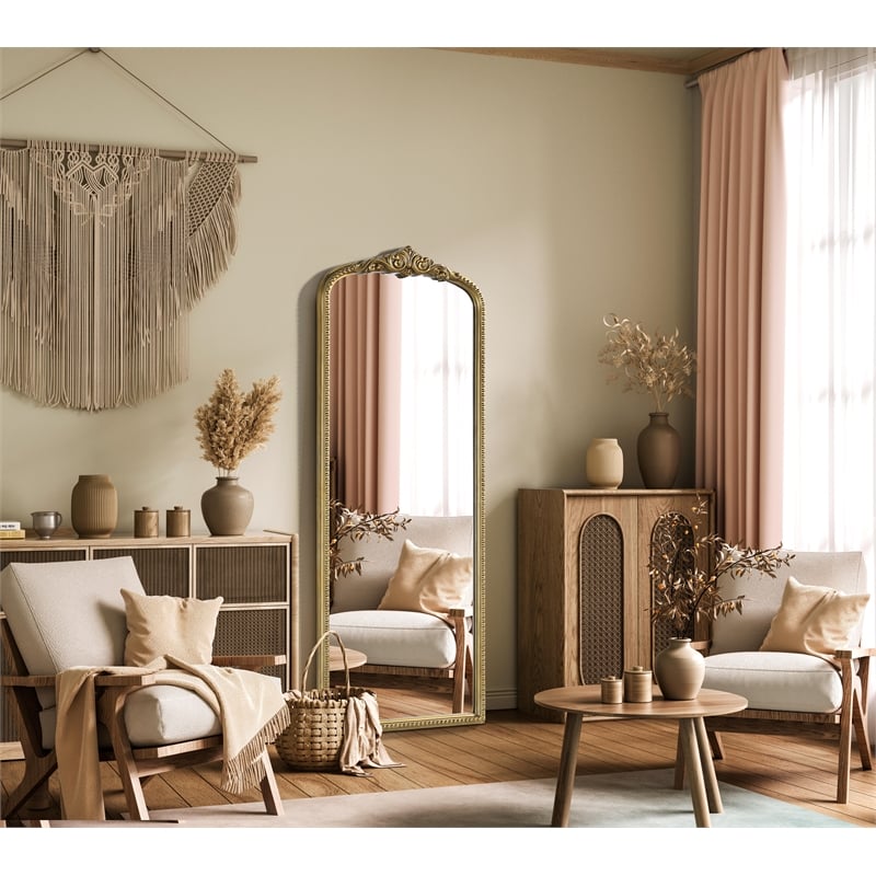 Elegant Decor Naomi Vintage Resin Mirror 24X60 in Antique Brass