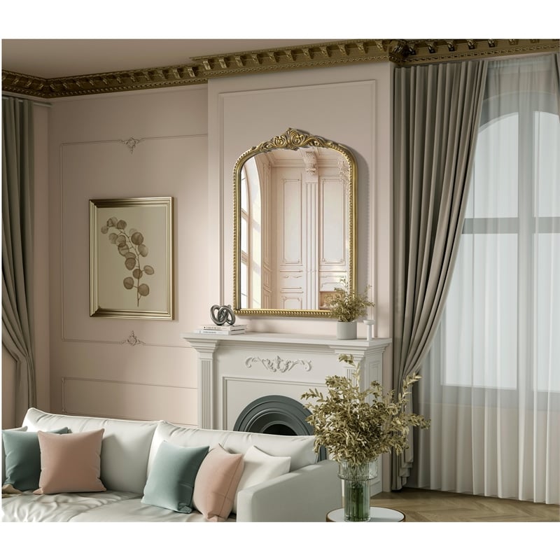 Elegant Decor Naomi Vintage Resin Mirror 27X36 in Antique Brass