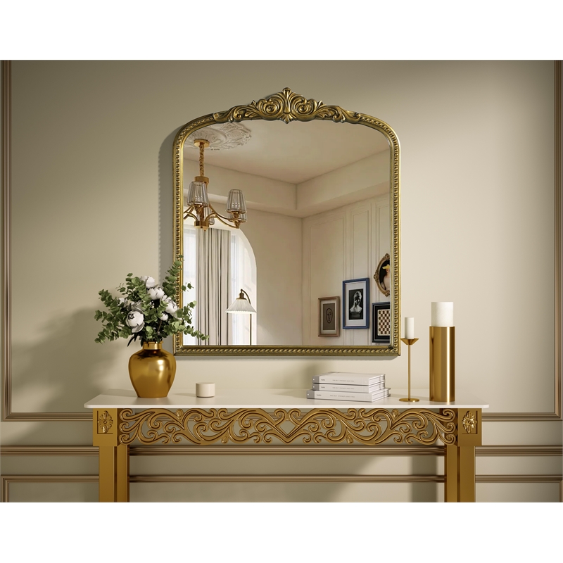 Elegant Decor Naomi Vintage Resin Mirror 30X36 in Antique Brass